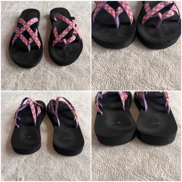 Teva Mush Olowahu Strappy Comfort Flip Flop Sandals Retro Geometric Purple Pink - Picture 4 of 12
